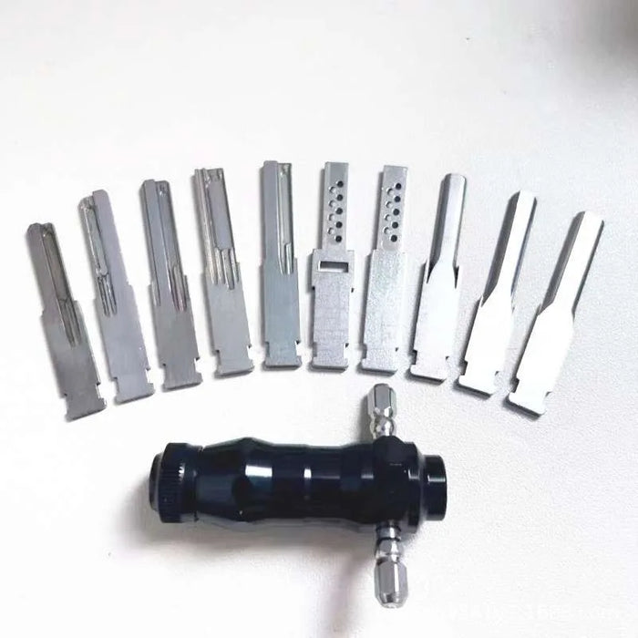 10 in 1 Tubular Lock Pick Set Interchangeable Stainless Steel Keys Unlocking Tool for Locksmith Professional DIY Hand Tool
