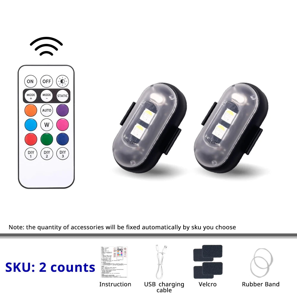 RGB LED Strobe Footwell Light Kit with Remote Control, Rechargeable, 2-10 Lights Set