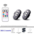 RGB LED Strobe Footwell Light Kit with Remote Control, Rechargeable, 2-10 Lights Set