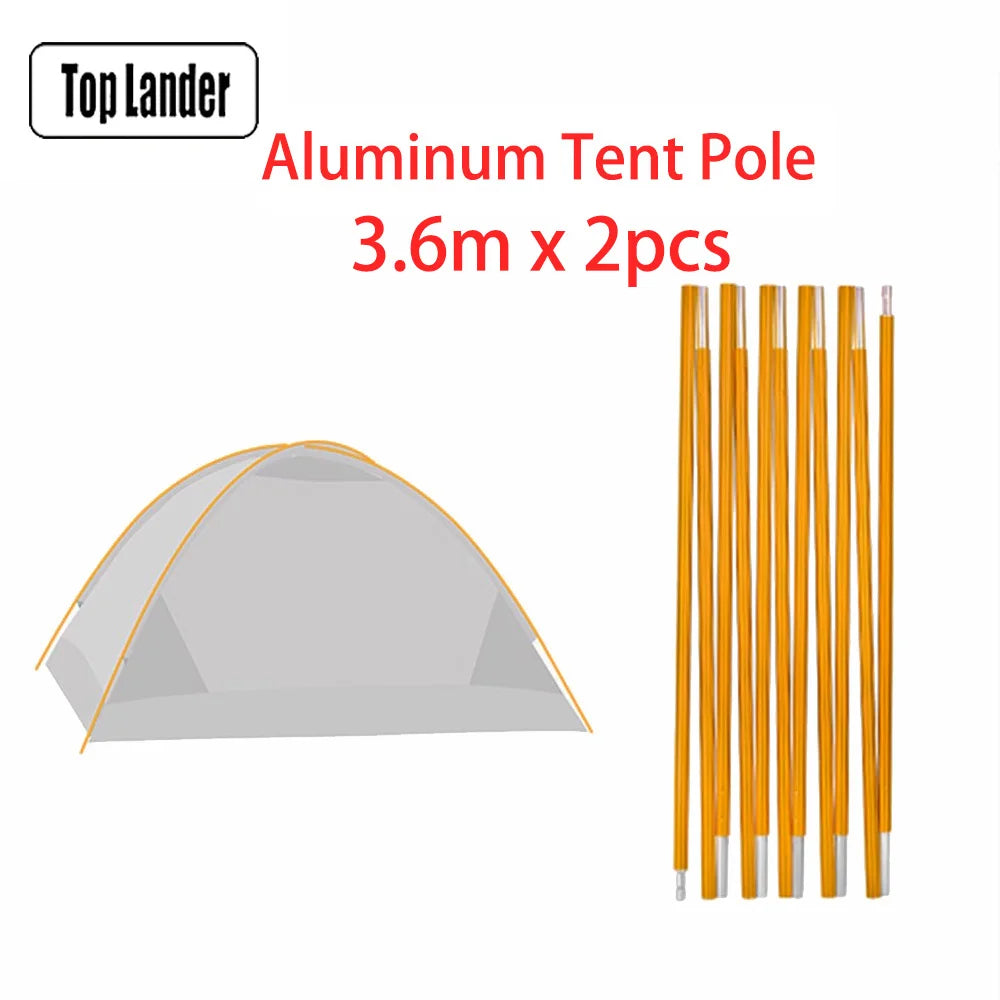 (2pcs/pair) Camping Tent Pole Aluminum Replacement Fittings 3.6m 4m 4.4m Outdoor Tent Rod Camping Repair Accessories