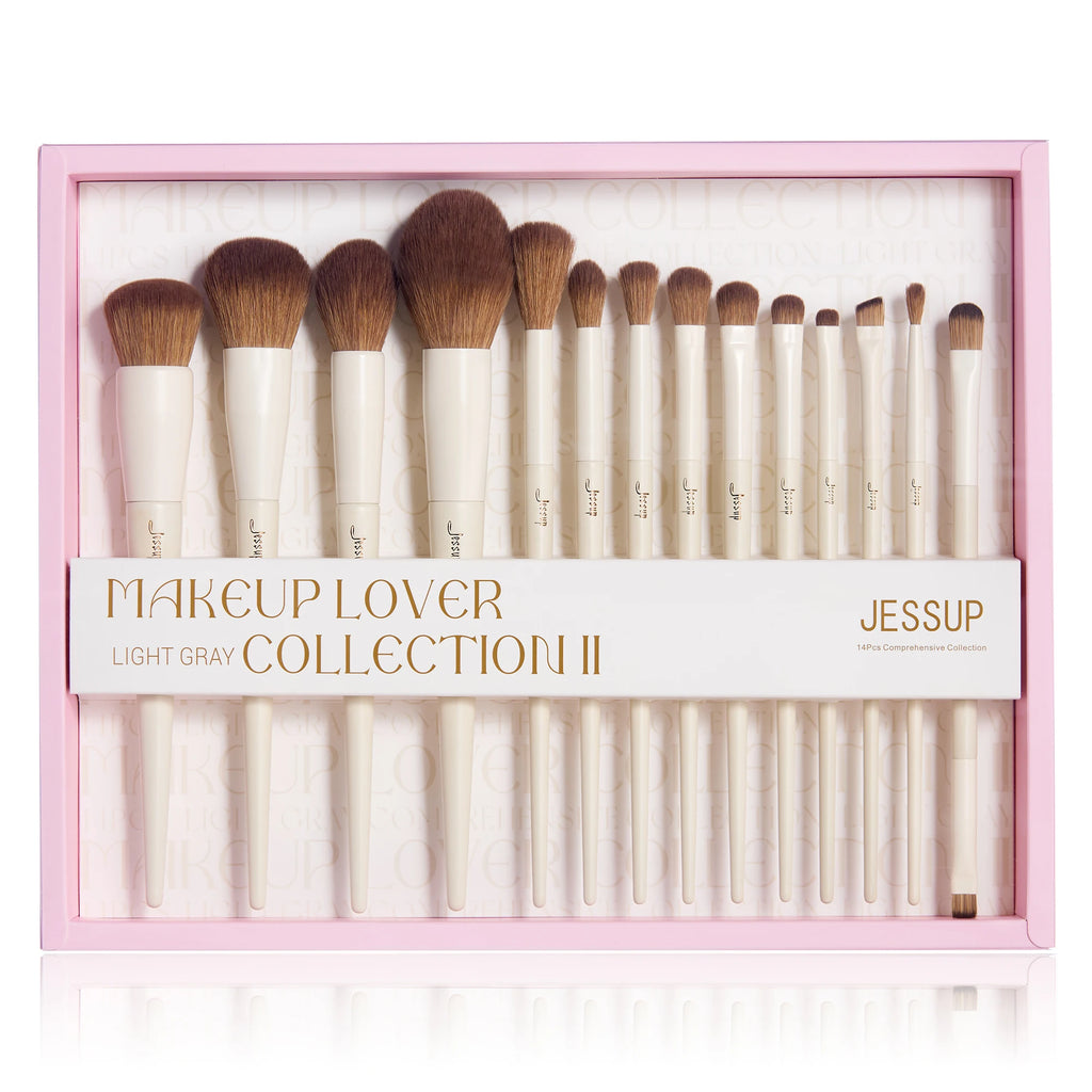 Jessup Makeup Brushes 10-14pc Makeup Brush set Synthetic Foundation Brush Powder Contour Eyeshadow Liner Blending Highlight T329