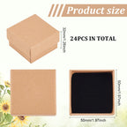 24 Pcs Cardboard Jewelry Boxes 3.54×3.54x1.18 Square Cardboard Box Paper Kraft Paper Gift Packaging Box for Christmas