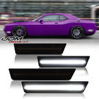 For Dodge Challenger 2008-2014 Clear & Smoked Lens LED Side Marker Lights Dual Row Amber Front Red Rear Side Fender Reflector