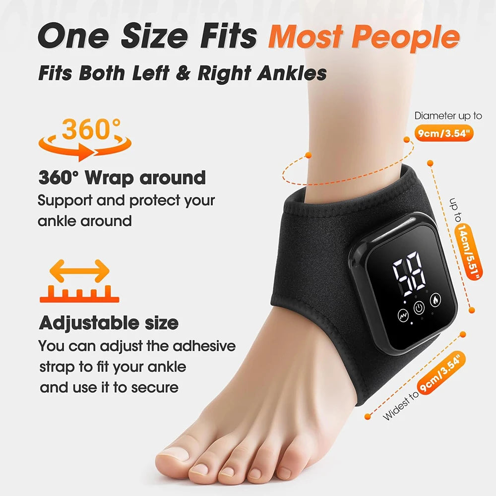 Electric Heat And Vibration Ankle Massager Infrared Hot Compress Therapy Ankle Massage Heated Wrap Support Brace Foot Protector