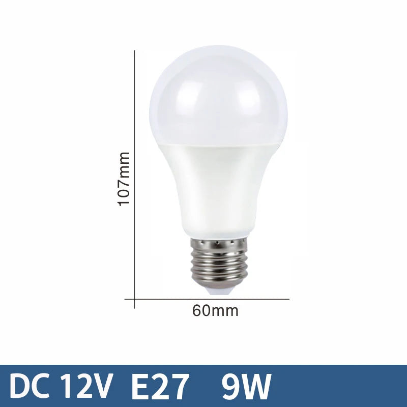 E27 9W / Cold white / DC12V