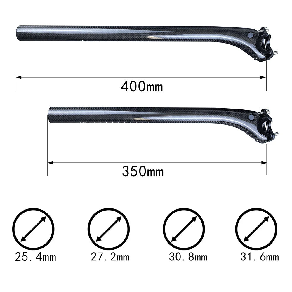 Carbon Fibre MTB Bike Seatpost 25.4/27.2/30.9/31.6mm Offset 20mm Road Bicycle seat post 3K carbon weave