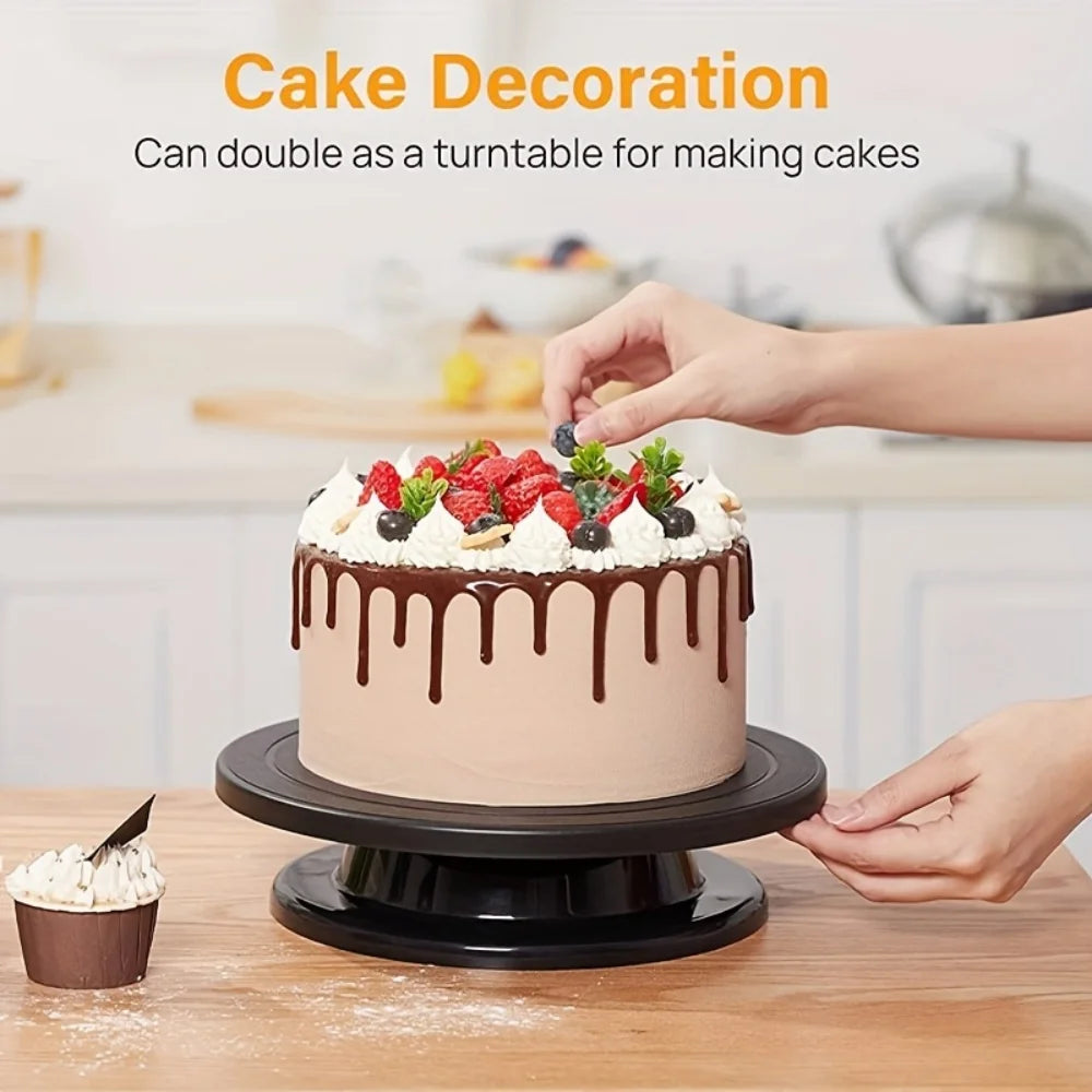 1/6pcs Cake Turntable Set Plastic Revolving Cake Decorating Stand Cake Icing Turntable includes 2 spatulas 3 icing spatulas