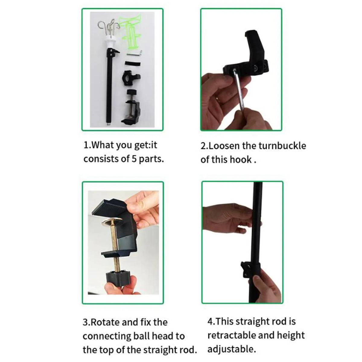 IV pole table clamp telescopic drip bag stand with storage bag, black