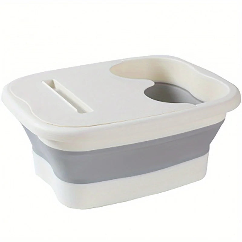 Foldable Footbath Massage Bucket With Lid  Easy To Store Portable Foot Bath Tray Collapsible Foot Soak Bucket for Relaxing