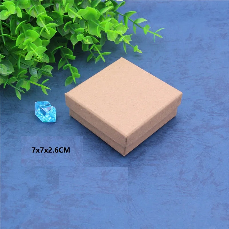 24 Pcs Cardboard Jewelry Boxes 3.54×3.54x1.18 Square Cardboard Box Paper Kraft Paper Gift Packaging Box for Christmas