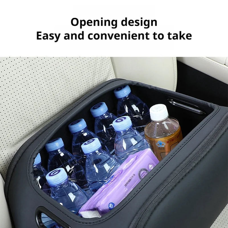 SEAMETAL Large Capacity Car Seat Organizer Universal Portable Storage Bag Zipper Side Opening Design Wear-Resistant Pu Leather
