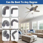 Microfiber Duster with 113.39inch Telescopic Extension Pole Kit for High Ceilings, Cleaning Fan Spider Webs, Reusable and Washab