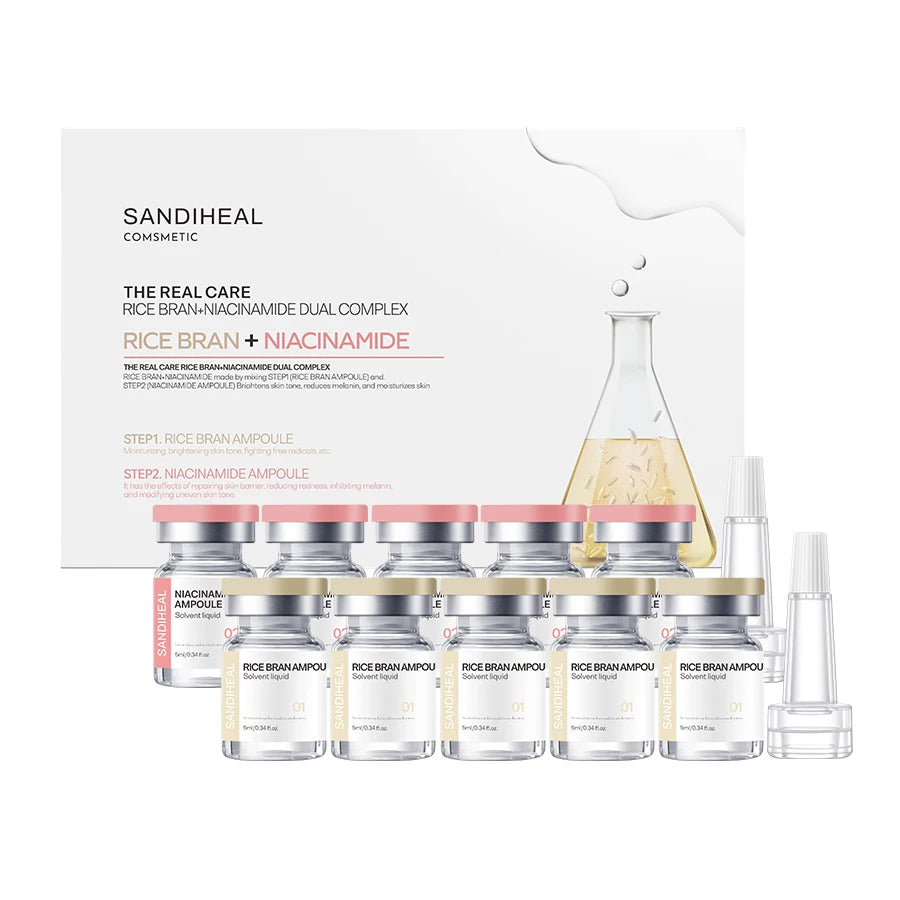 Plant Dual Effect Facial Ampoule Serum Vials Set, Cica B5/Niacinamide/Rice Bran, 10 vials