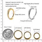 Right Grand Implant Grade Titanium Hinged Seamless Earrings Clicker Hoop Ring for Cartilage Helix Rook Septum Daith Tragus Conch