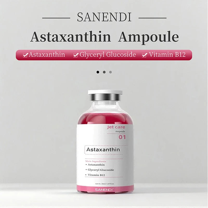 SANENDI Facial Skin Serum Ampoules Hydrating Brightening Skincare with Astaxanthin Copper Peptide PDRN Collagen Niacinamide HA