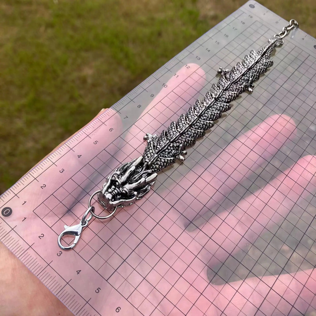 Y2K Silver centipede Bracelet/Retro Dragon Bracelet/Lobster Clasp Unisex Edgy Accessory New / Unique Punk Style
