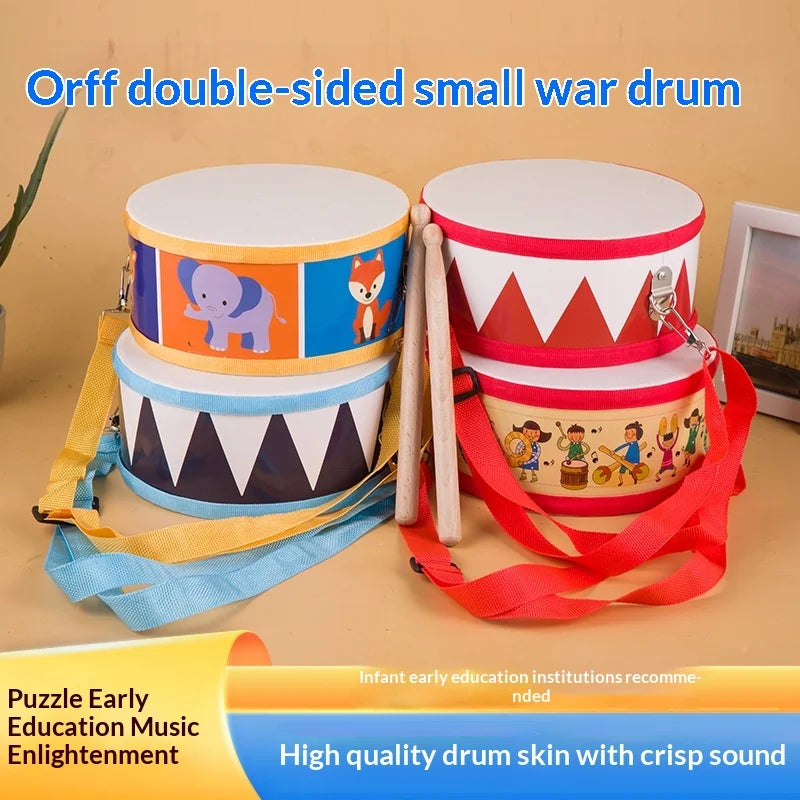 Wooden Percussion Drum Toy Set for Toddlers - with Carry Strap, Develop Rhythm Sense, Safe and Educational Music Aids