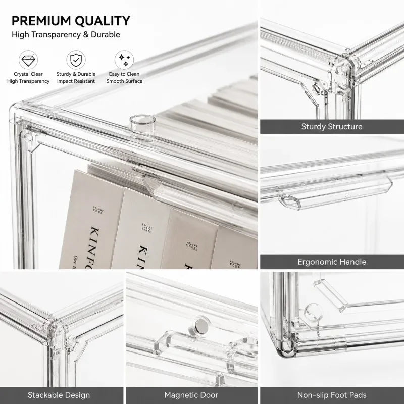 Transparent Storage Box Organizer Bookshelf Album CD Desktop Dustproof Display Cabinet Book Storage Box Magazine Organizer