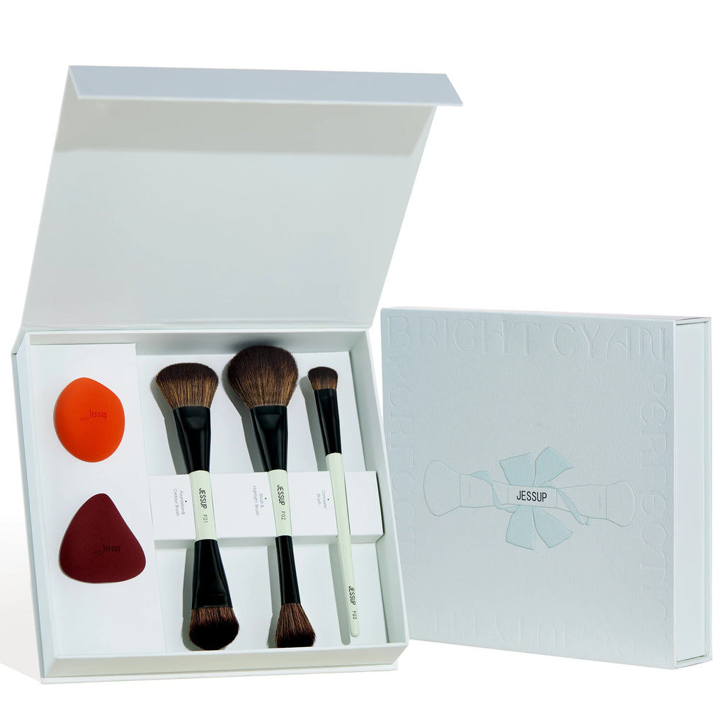 Jessup Makeup Brushes Set with Makeup Sponge, 3/7pcs Double Sided Makeup Brush Foundation Blush Eyeshadow with Gift Box