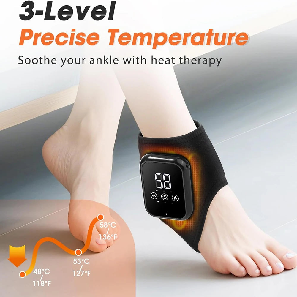 Electric Heat And Vibration Ankle Massager Infrared Hot Compress Therapy Ankle Massage Heated Wrap Support Brace Foot Protector