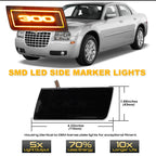 2PCS LED Side Marker Light Amber Front Bumper Turn Signal Light For Chrysler 300 300C 05-10 LED Driving Lights/Parking Lights