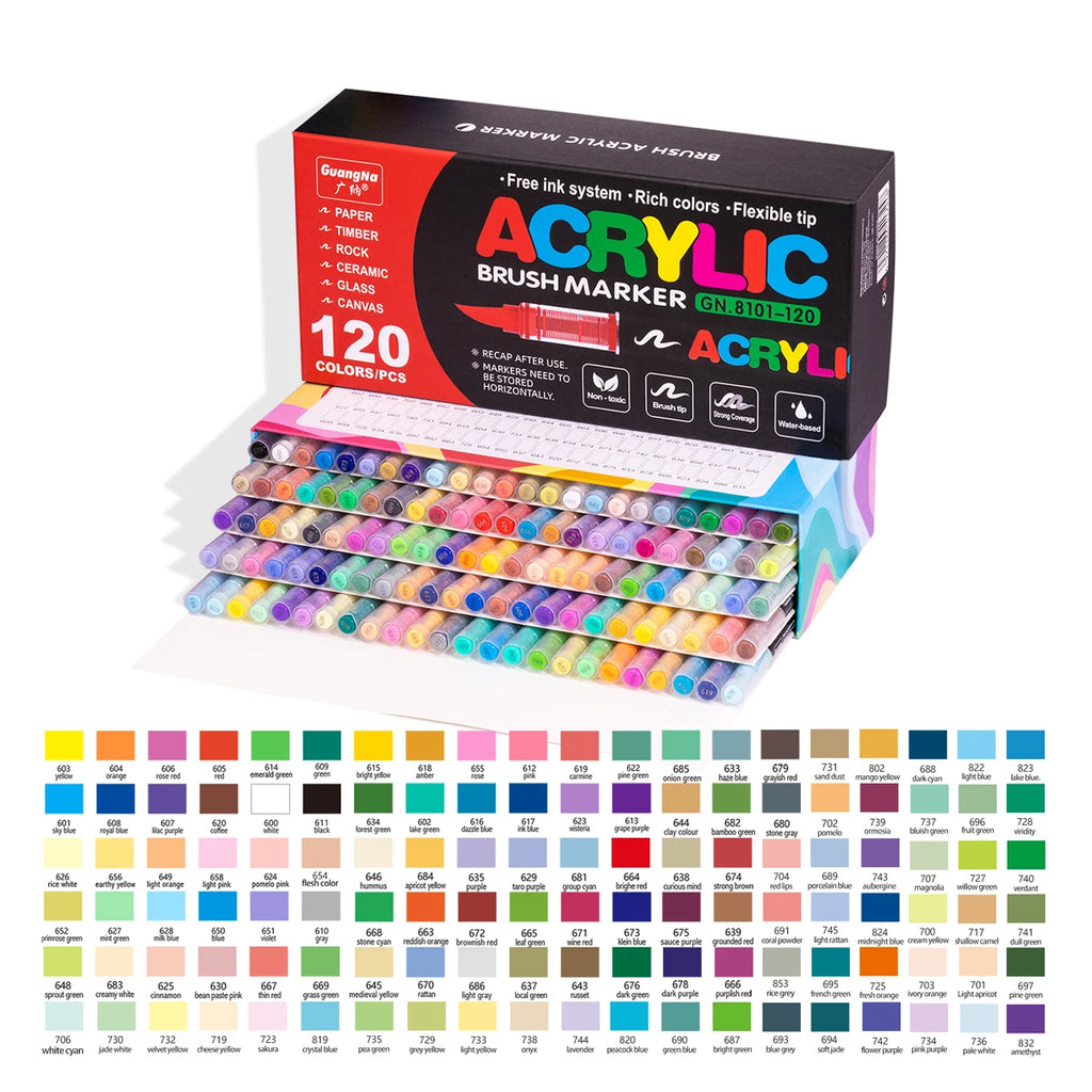 Acrylic Paint Soft Brush Markers Set, Soft Brush Tip Paint Pens and Paint Markers, Acrylic Paint Pens for Wood, Stone, Canvas