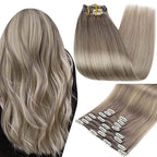 Full Shine Clip-In Human Hair Extensions Remy Double Weft 7pcs 105g Jet Black 12-24in