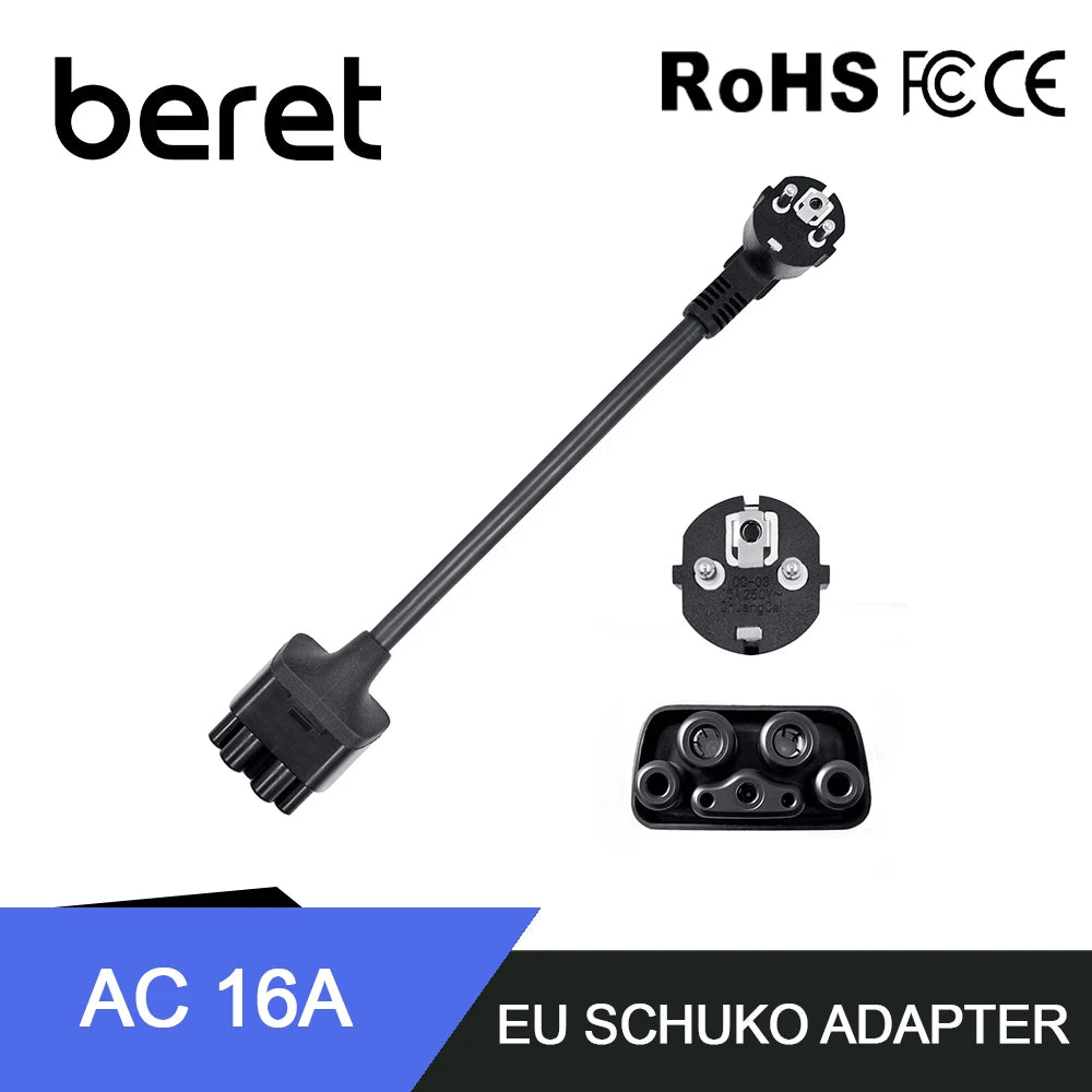 NEMA Adapter For Tesla EU 16A Schuko Adapter Gen 2 Universal Mobile Connector with TPE Cable Model S/Y/X/3 EV Connector