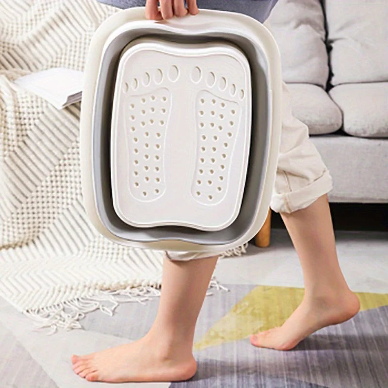 Foldable Footbath Massage Bucket With Lid  Easy To Store Portable Foot Bath Tray Collapsible Foot Soak Bucket for Relaxing