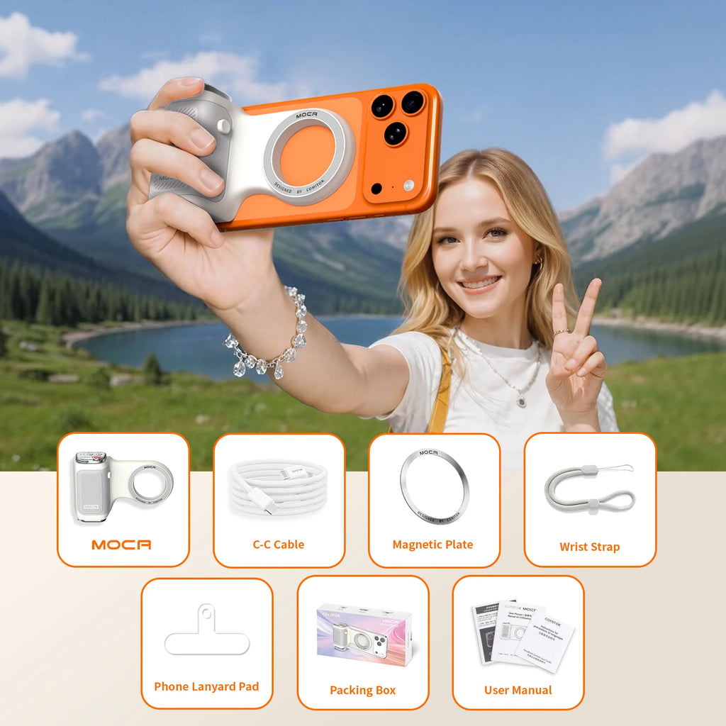 COMITOK Magnetic Phone Camera Hand Grip with Remote Control Shooting Handle Stabilizer Holder for iPhone Photography Accessories