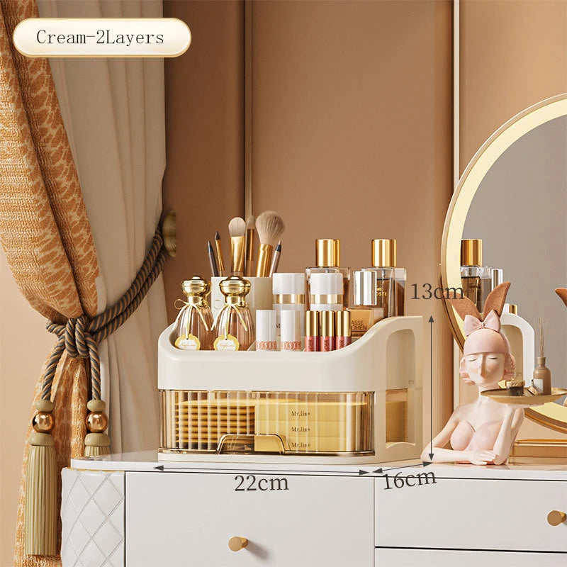 Cosmetic Storage Box Large Capacity Transparent Drawer Jewelry Makeup Storage Box Multi-layer Multi-functional Desktop Organizer