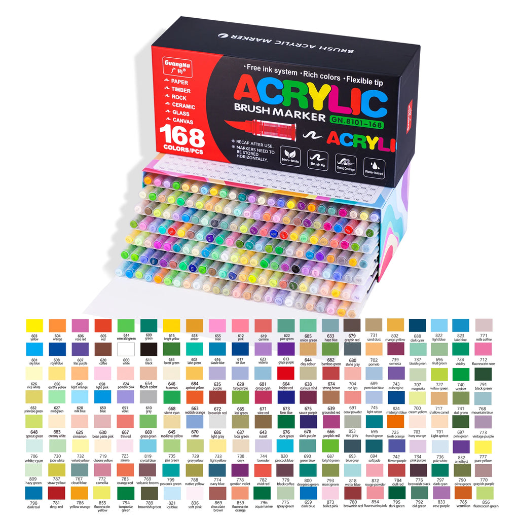 Acrylic Paint Soft Brush Markers Set, Soft Brush Tip Paint Pens and Paint Markers, Acrylic Paint Pens for Wood, Stone, Canvas