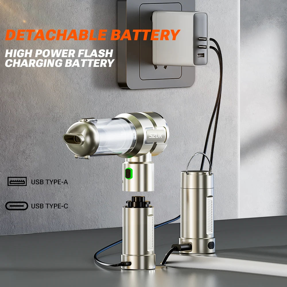 SZUK New Portable Car Vacuum Cleaner Mini blower Multi Handheld Cleaning Machine with LED Light Powerful Wireless Vacuum Cleaner