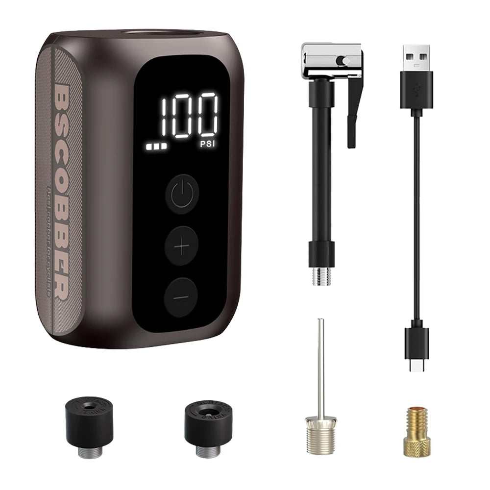 BSCOBBER A5mini Portable Air Pump Portable Rechargeable Wireless Bicycle Accessories Tire Inflator  100PSI High Pressure