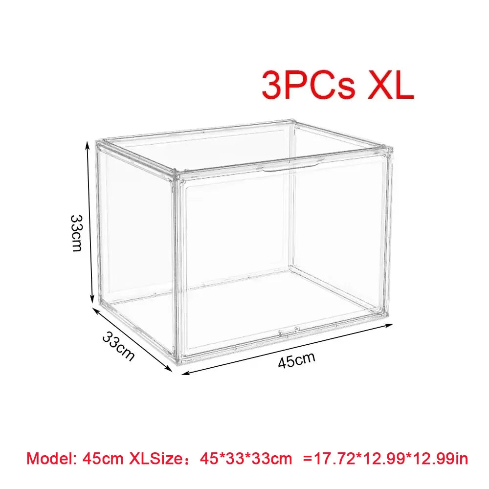 Clear Acrylic Display Storage Box Organizer Dustproof for Figures Toys Handbags, 1pc/3pc 27-60cm