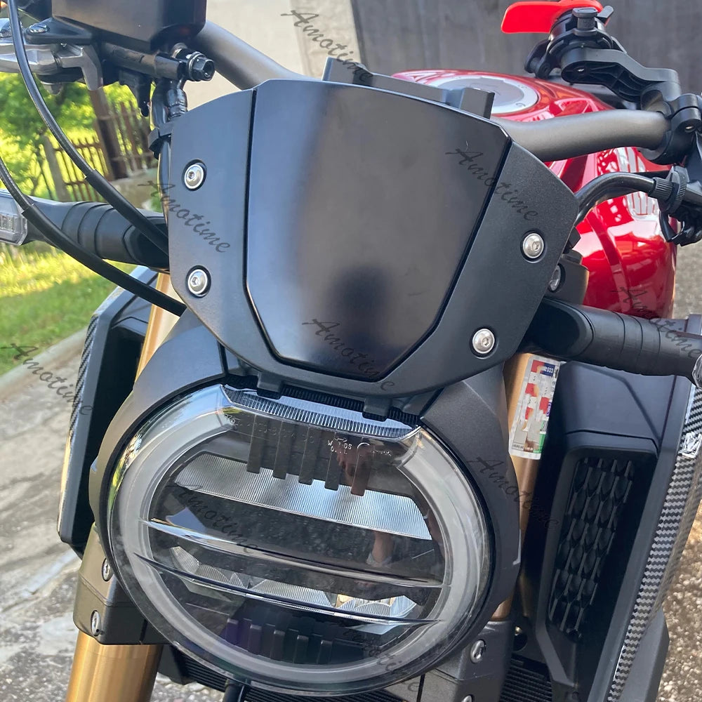 Motorcycle Windshield Wind Deflector for Honda CB650R 2019-2023, CB1000R - Bright Black