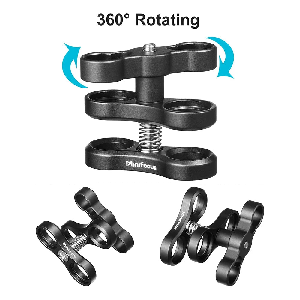 1'' Aluminum Ball Clamp Mount for Underwater Diving Light Arms Tray System, Photography Diving Camera, 360° Clip Adapter Bracket