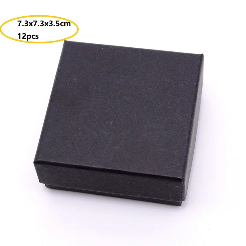 24 Pcs Cardboard Jewelry Boxes 3.54×3.54x1.18 Square Cardboard Box Paper Kraft Paper Gift Packaging Box for Christmas