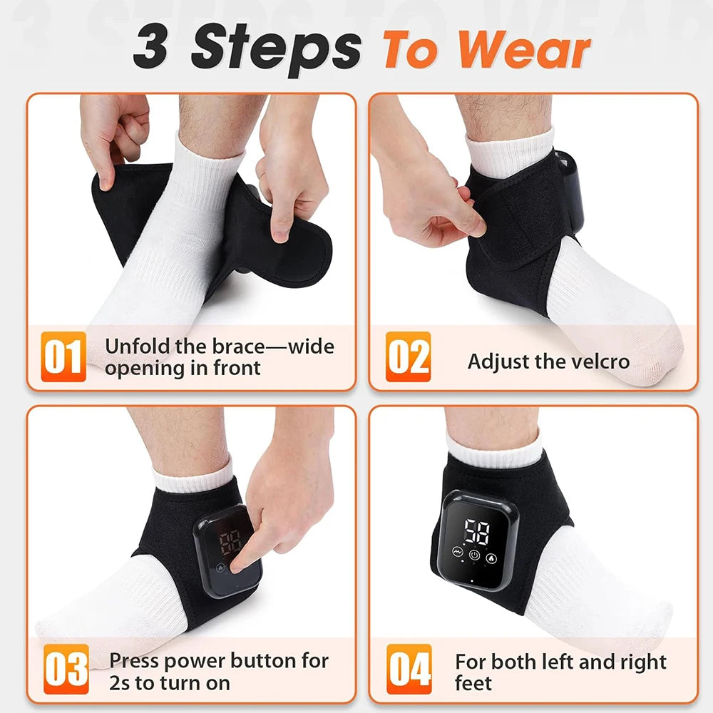 Electric Heat And Vibration Ankle Massager Infrared Hot Compress Therapy Ankle Massage Heated Wrap Support Brace Foot Protector