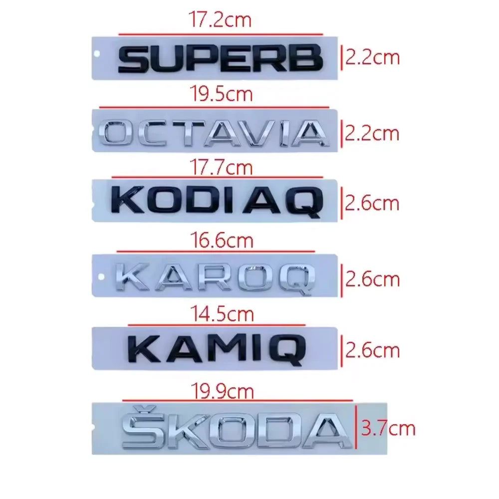 ABS Car Rear Emblem Trunk Badge Sticker for Octavia Kodiaq Karoq Superb Rapid Fabia Kamiq Yeti 4x4 Letter Logo Accessories