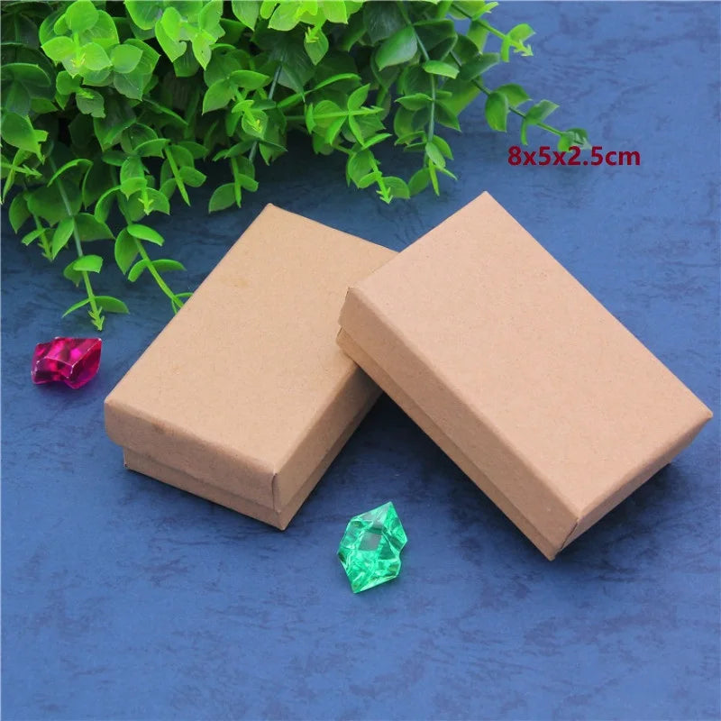 24 Pcs Cardboard Jewelry Boxes 3.54×3.54x1.18 Square Cardboard Box Paper Kraft Paper Gift Packaging Box for Christmas