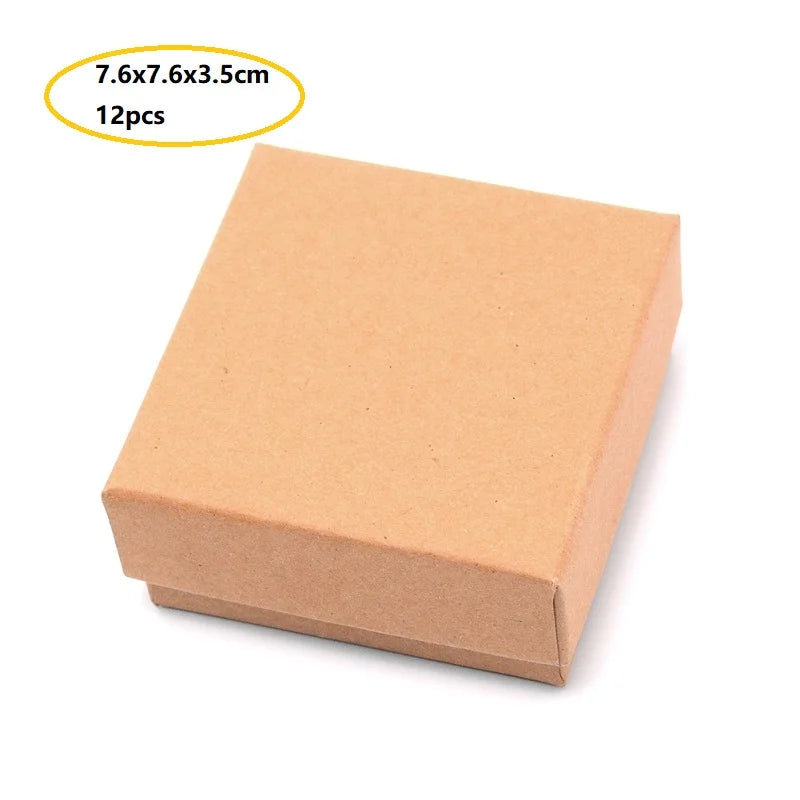 24 Pcs Cardboard Jewelry Boxes 3.54×3.54x1.18 Square Cardboard Box Paper Kraft Paper Gift Packaging Box for Christmas