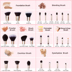 Jessup Makeup Brushes Set Professional Natural-Synthetic Hair Makeup Brush Foundation Powder Contour Eyeshadow 25pcs