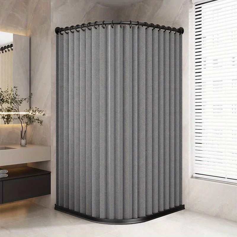 Magnetic Shower Curtain Waterproof Foldable Bathroom Divider, Beige/Gray/White/Black Sizes