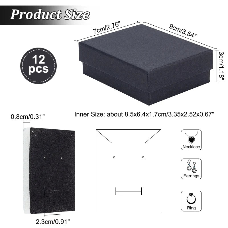 24 Pcs Cardboard Jewelry Boxes 3.54×3.54x1.18 Square Cardboard Box Paper Kraft Paper Gift Packaging Box for Christmas