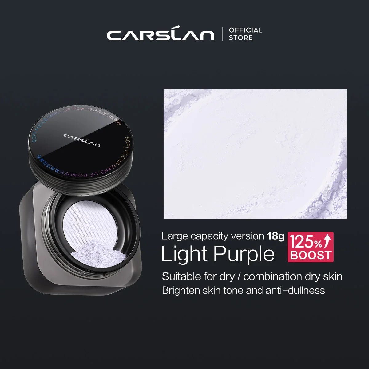 CARSLAN Black Magnetic Translucent Loose Setting Powder Makeup Waterproof Long Lasting Matte Oil Control Finishing Face Powder