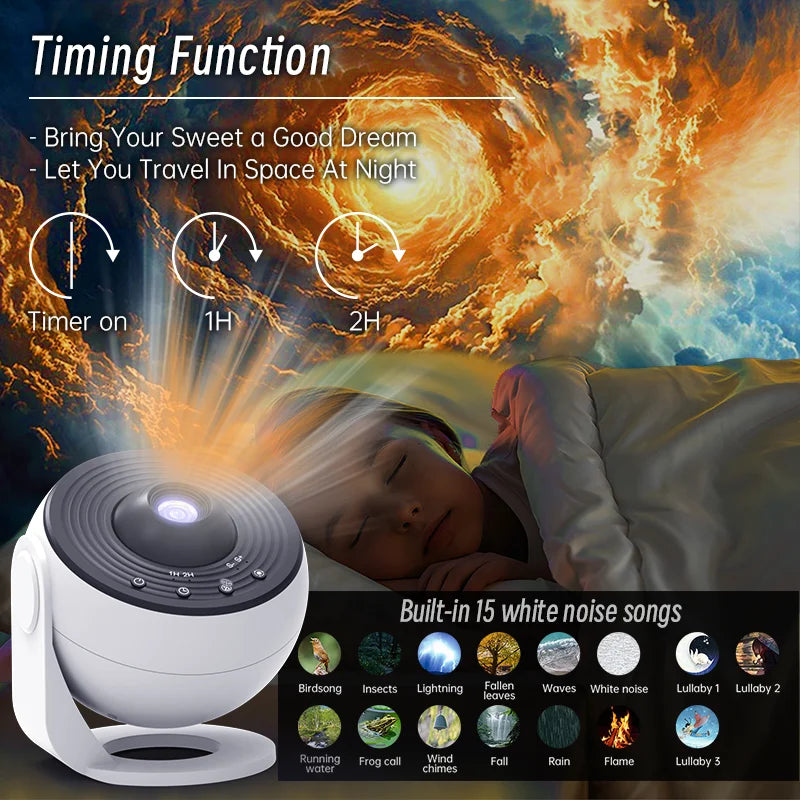 Galaxy Star Projector Night Light Planetarium with Remote, Bluetooth, Black