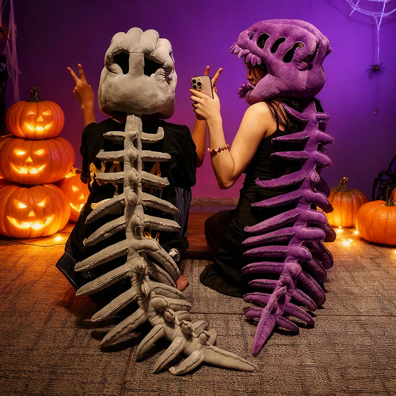Dinosaur Skeleton Headgear Pillow - 4 Colors, Ideal for Party Cosplay Costume and Sofa Lounging Dino Pillows