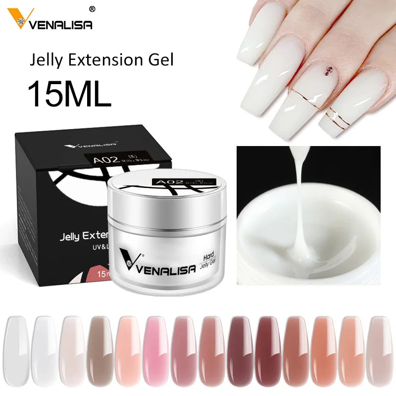 VENALISA 15ml Extension Jelly Gel Camouflage Color Nail Art Manicure Quality Poly Nail Gel Builder Extending UV LED Gel Nail