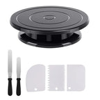1/6pcs Cake Turntable Set Plastic Revolving Cake Decorating Stand Cake Icing Turntable includes 2 spatulas 3 icing spatulas